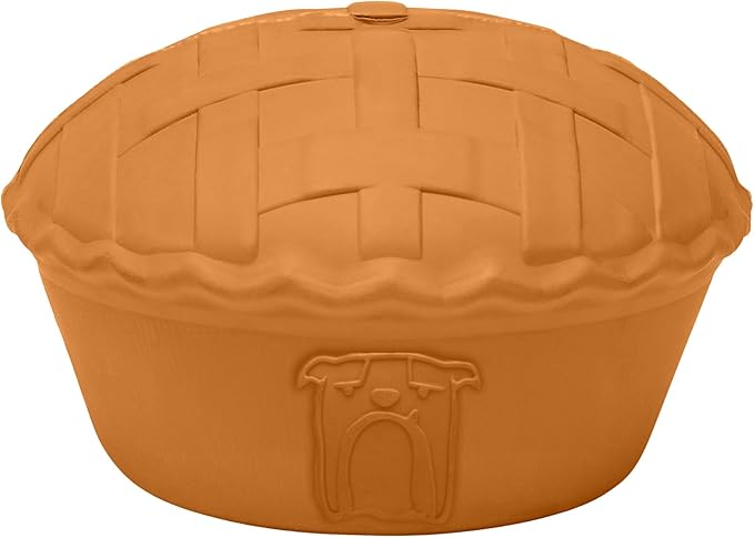 BULLYMAKE Orange Toss N' Treat Pie Toy for Dogs, Durable Rubber Dog Toys for Aggressive Chewers, Dental Stimulating, Treat Dispensing, Boredom Busting, Pet Supplies, Made in USA
