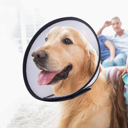 2Pcs Adjustable Dog Recovery Cone, Plastic E-Collar for Cats and Dogs After Surgery, Elizabethan Collar to Prevent Licking and Biting Wounds, for Large Medium Small Pets (White, L)