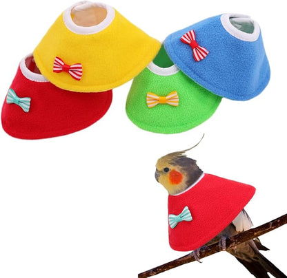 Bird Cone Collar 4 Pcs Set Pet Parrot Anti-bite Elizabethan Collars Protective Anti-Grab Feather Wound Healing Recovery Cones for Lovebird Cockatiel Budgerigar Parakeet Yellow Blue Red Green