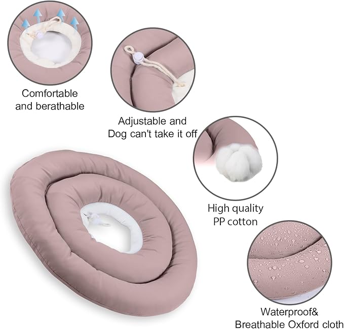 Comfortable Adjustable Soft Dog Cone Alternative After Surgery - Elizabethan Donut Collar for Cats, Medium Dogs and Small Dogs