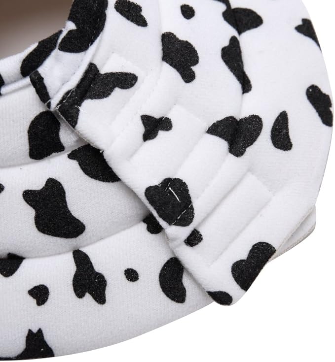 Pet Recovery Collar,Dog Protective E-Collar Soft Dog Cone Breathable Secure Lovely Collar for Puppy Small Medium Dogs (L-Neck: 38-41cm, Cow)