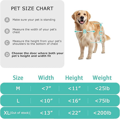 Dog Door for Sliding Glass Door, Adjustable Height 75 4/5" to 80 3/10" Sliding Door Pet Door Insert, Suitable for Dogs Up to 75 lbs, L