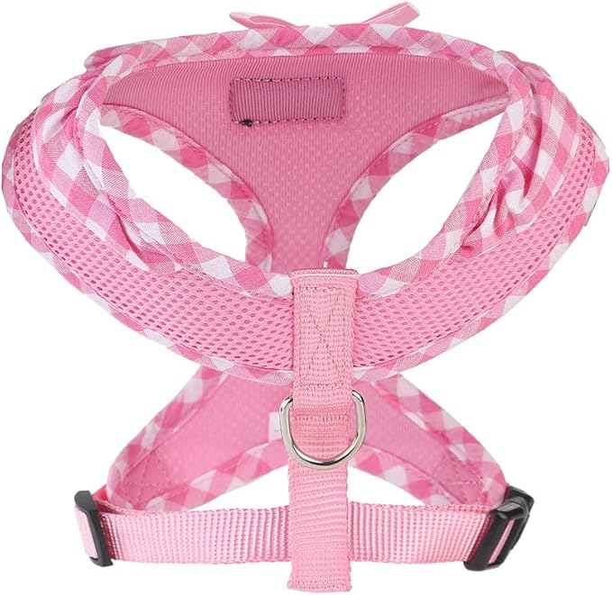 SuperBuddy Upgraded Soft Mesh Dog Harness, Super Breathable Lightweight Pet Harnesses for Puppy Dogs Outdoor Walking, Pink Dog Harness -Medium