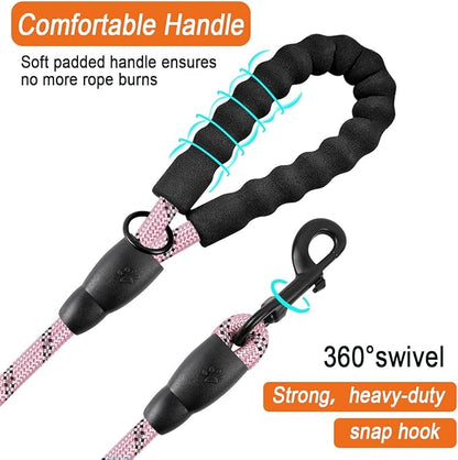 BARKBAY Dog Leashes for Large Dogs Heavy Duty Dog Leash 4/5/6 FT with Comfortable Padded Handle and Highly Reflective Threads for Medium Large Dogs Walking Training Running (4FT-1/2,Baby Pink)