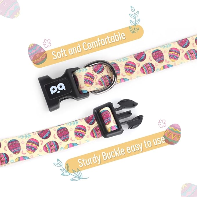 QQPETS Adjustable Soft Dog Collar: Print Flower Pink Multicolor Cute Patterns for XS Small Medium Large Pet Girl Boy Puppy Walking Running Training