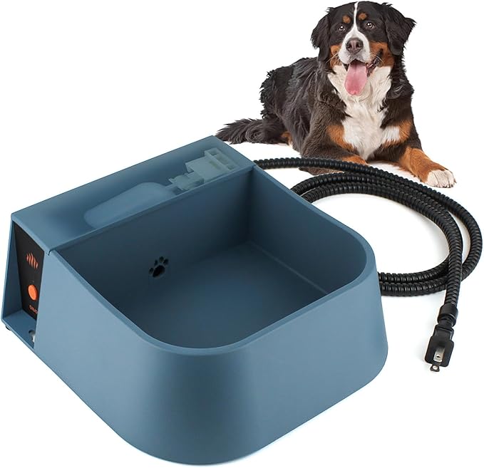 PETLESO Automatic Heated Water Bowl for Dogs Cats, Outdoor Heated Dog Bowl with Auto Fill, 2L Winter Heating Waterer Provide Drinkable Water for Chickens, Rabbits, Birds, Goats, Feral Animal