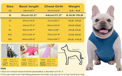 Dog Surgery Recovery Suit - After Spay, Abdominal Wounds Post Surgical Recovery, Anti Licking Breathable Dog Onesies for Small, Medium & Large Pet, Alternative Bandages Cone E-Collar
