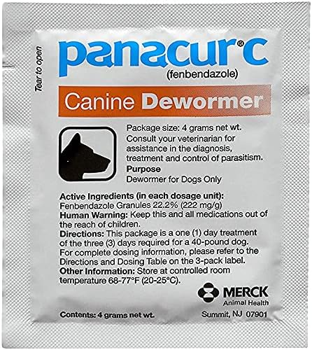 Panacur C Canine Dewormer Dogs 4 Gram Each Packet Treats 40 lbs (3 Packets) (Twо Расk)