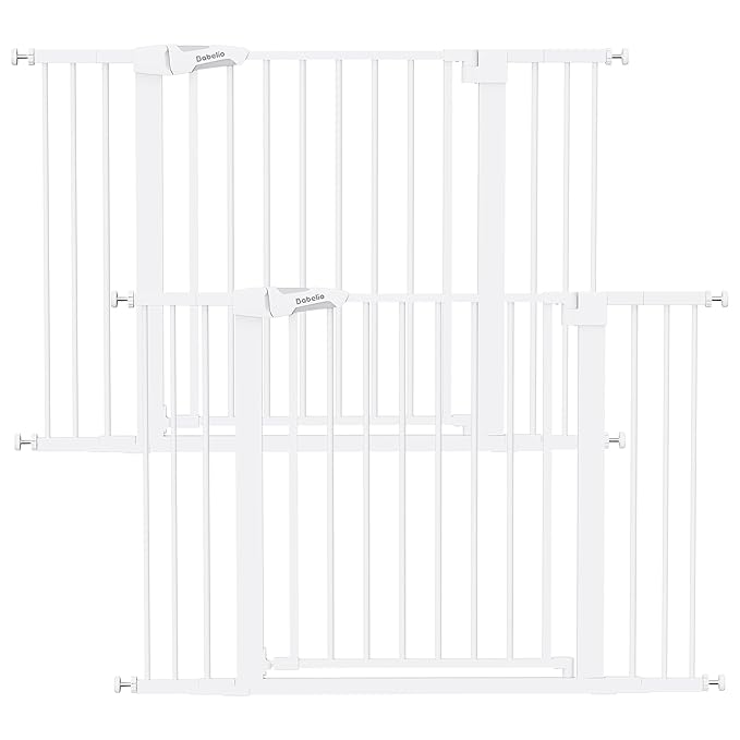 Babelio Baby Gate, 29-48 Inch Auto Close Pet Gate PressGuard P7, Easy Install Pressure-Mounted Safety Gate, Extra Wide Pet Gate for Stairs and Doorways, 2 Pack White