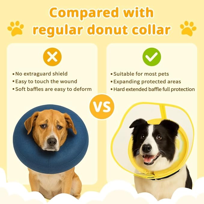 Soft Dog Cone Collar, Inflatable Cones Alternative After Surgery with Anti-Lick Shield, for Large/Medium/Small Dogs to Stop Licking, Elizabethan Neck Ecollars of Shame, Comfy Pillow E Recovery