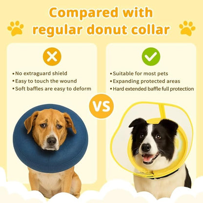 Soft Dog Cone Collar, Inflatable Cones Alternative After Surgery with Anti-Lick Shield, for Large/Medium/Small Dogs to Stop Licking, Elizabethan Neck Ecollars of Shame, Comfy Pillow E Recovery