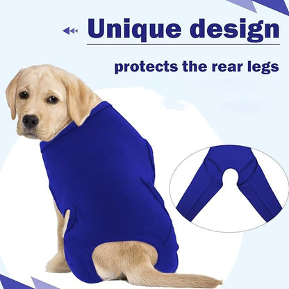 ROZKITCH Recovery Sleeve for Dogs Back Leg Rear Right Left, Pet Prevent Licking Wound Elbow Protector, Dog Recovery Suit Cone Collar Alternative for Sprain ACL CCL Arthritis Joint Care Blue M