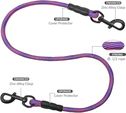 BTINESFUL 3FT Dog Tie Down, Nylon Rope Short Dog Tether Indoor Training Safety Vehicle Tether for Large Medium Strong Puppy Pink Blue