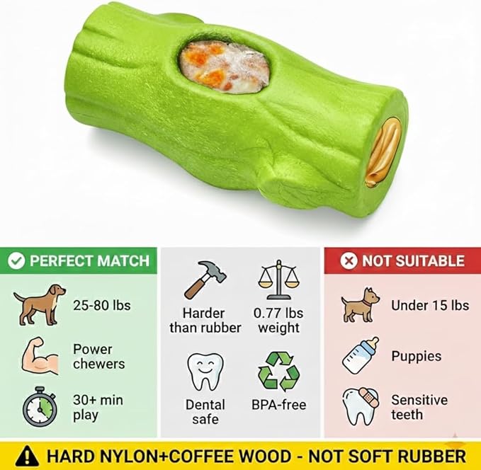 2 Pack Dog Toys for Aggressive Chewers, Interactive Indestructible Dog Toys with Frozen Treat Function, Durable Dog Puzzle Toy for Large & Medium Dogs, Reduces Anxiety, Green & Brown