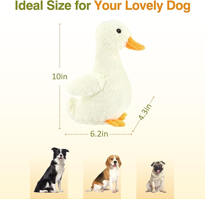 Pawaboo Squeak Plush Duck Dog Toy, Large 12'' Super Soft PlushStuffed Duck-Shaped Pet Toys, Crinkle Paper Rattle Pet Biting Training Chew Toys Non-Toxic Plush Doll for Pets Dogs, Light Yellow/Orange