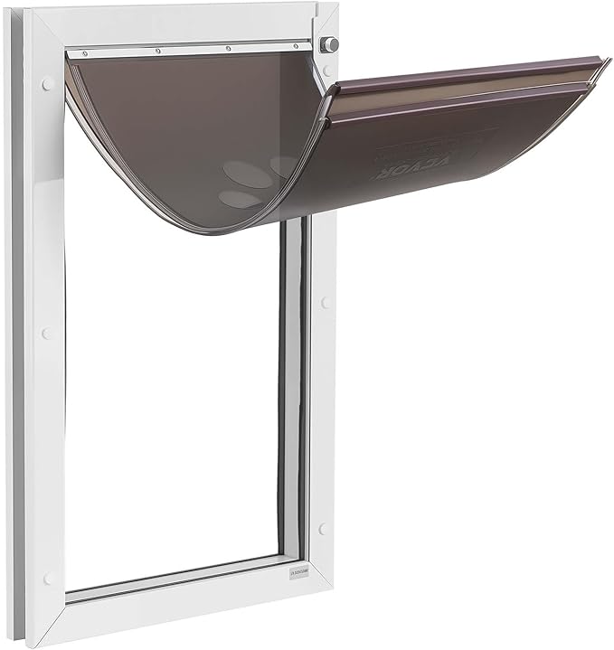 VEVOR Pet Door, X-Large, with Double Magnetic Flaps and Metal Frame, Strong and Weatherproof Dog Door for Interior and Exterior Doors, Easy to Install, Easy in-and-Out Access for Doggies, White