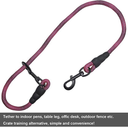 BTINESFUL 3FT Dog Tie Down, Nylon Rope Short Dog Tether Indoor Training Safety Vehicle Tether for Large Medium Strong Puppy (Pink Black)