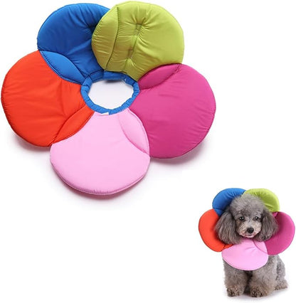 Soft Dog Cone for Small Dogs Flower Dog Cone Collar Adjustable Surgery Recovery Collar for Dogs Frog, Cow, Elephant Pet Cones foe Dogs (Colorful Flower, M)