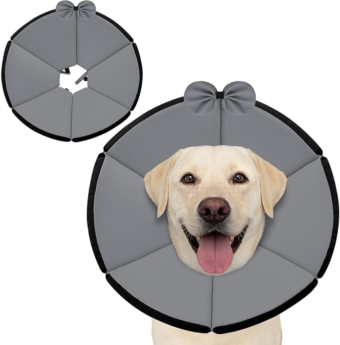 MAXFUT Soft Dog Cone Collar,Foam Cone for Dogs to Stop Licking After Surgery,Non Inflatable Dog Donut Cone (Grey, XXXL)