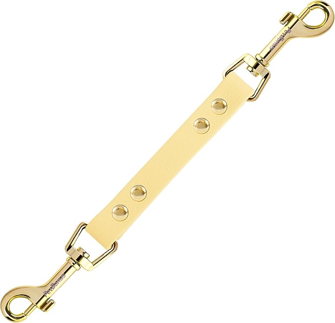 PetBonus Dog Collar Safety Clip, Waterproof Backup Safety Strap for Dog Harness to Prong Collar, Odor Proof Double Ended Clasp Leash Connector for Training Walking (Sand)