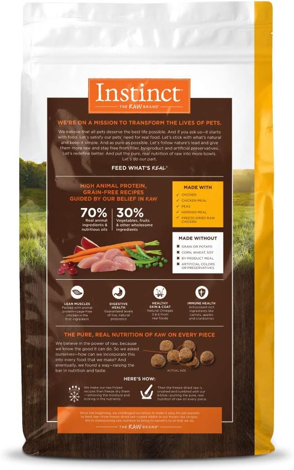Instinct Original Dry Dog Food, Raw Coated Kibble, High Protein, Grain Free Recipe- Chicken, 4 lb. Bag