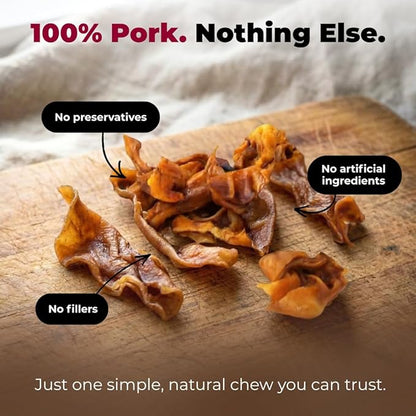 Best Pet Supplies GigaBite Roasted Pig Ears for Dogs - Natural Dog Chews, Roasted Pigs Ears, Safe for Puppies and Aggressive Chewers, Cleans Teeth and Gums - Premium Slivers, 1.8 Pounds