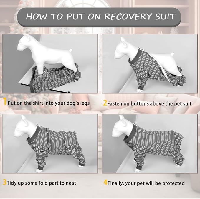 FEimaX Dog Recovery Suit After Surgery, Pet Abdominal Wounds Post Surgical Shirt for Dogs Cats, Puppy Spay Neuter Prevent Licking Onesie Alternative Bandages E-Collar & Cone