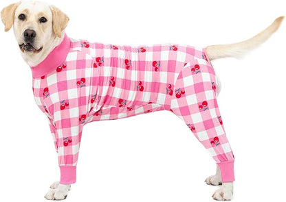 Pink Dog Recovery Suit - Medium/Large, Lightweight, Prevents Shedding & Licking, Full Belly Coverage