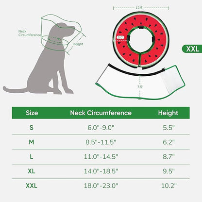 Sponge Dog Cone Collar, Dog Recovery Collar Alternative with Detachable High Clear Shield, Adjustable Soft Neck Cone for Small Medium Large Dogs, Stop Licking After Surgery (Watermelon,XXL)