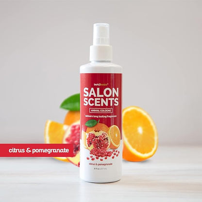 Bark2Basics Salon Scents Pet Grooming Cologne Spray - 8 oz, Natural Professional Groomer Perfume for Dogs and Cat, Long Lasting, Deodorizing, (Citrus and Pomegranate)