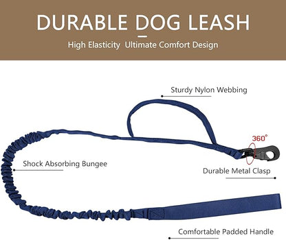 DAGANXI Tactical Dog Collar, Adjustable Military Training Nylon Dog Collar with Control Handle and Heavy Metal Buckle for Medium and Large Dogs, with Patches and Airtags Case (Midnight Blue-Set, M)