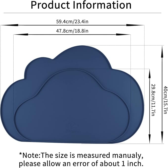 Ptlom Silicone Pet Placemat for Dogs and Cats, Non-Slip Waterproof Dog Feeding Bowl Mats for Food and Water, Small Medium Large Pet Puppy Tray Mat Prevent Residues from Spilling onto The Floor, Navy