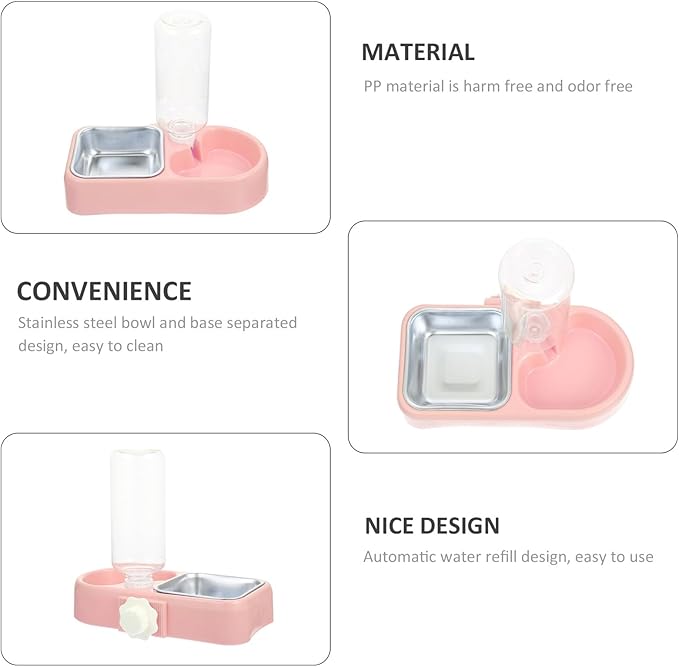 UKCOCO Automatic Hanging Dog Bowl and Cat Water Feeder Set, Detachable Anti-Skid Pet Feeding Bowls for Cages, Suitable for Puppies and Small Dogs, Pink Color with Food-Grade Material