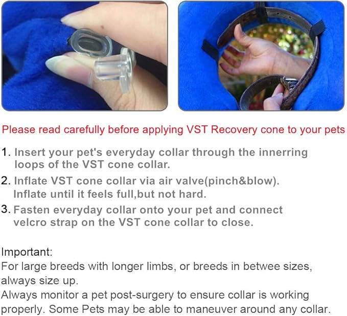 VST Comfortable Inflatable Cone Collar for Dogs,Adjustable Soft Pet Recovery Collar Prevent Pets from Touching Biting Scratching at Injuries Wounds (M)