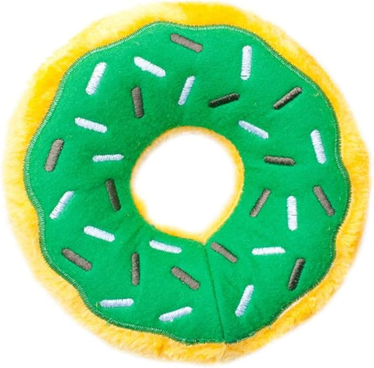 ZippyPaws Donutz - No Stuffing Dog Toys to Keep Them Busy, for Small and Medium Dogs, Squeaky Pet Toy for Boredom, Unstuffed Chew Toy, Soft Plush Puppy Products, Funny Food Toy - Mint Chip Donut