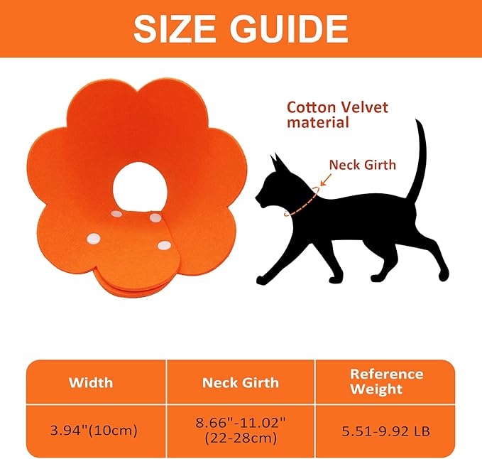 Pet Cone Collar, 3 PCS Cute Sunflower Shape Surgery Recovery Elizabethan Collars Adjustable Cone After Surgery Neck Collar for Cats and Dogs, Yellow and Pink and Orange