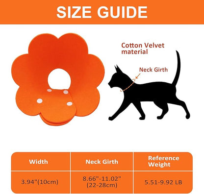 Pet Cone Collar, 3 PCS Cute Sunflower Shape Surgery Recovery Elizabethan Collars Adjustable Cone After Surgery Neck Collar for Cats and Dogs, Yellow and Pink and Orange