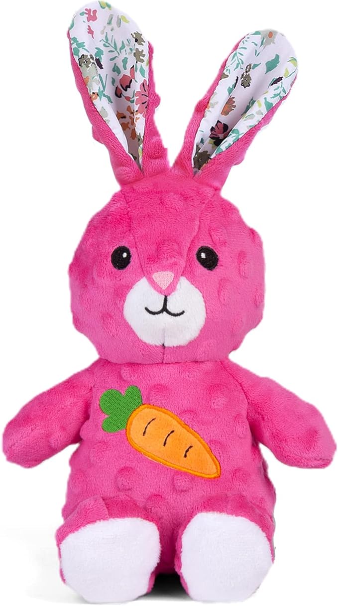 DODODOLA Stuffed Dog Toys Durable Plush Dog Toy with Crinkle Paper Cute Elephant Squeaky Dog Toys Dog Chew Toys for Medium Large Breed (Pink Rabbit)