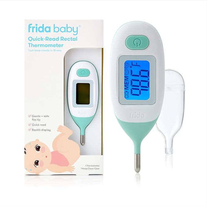 Frida Baby Rectal Thermometer for Babies, Digital Fever Thermometer for Babies, Newborns & Infants, Quick & Accurate Temperature Check, Water Resistant, Clear Case, Memory Holds Last 10 Readings