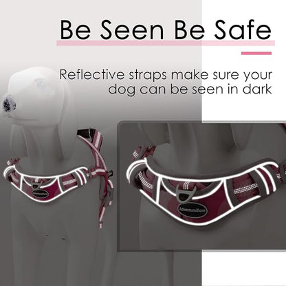 ADVENTUREMORE Small Dog Harness No Pull, Dog Halter Harness Adjustable Reflective Dog Vest Escape Proof Dog Harness with Easy Control Front Clip Handle for Training Walking XS Pink