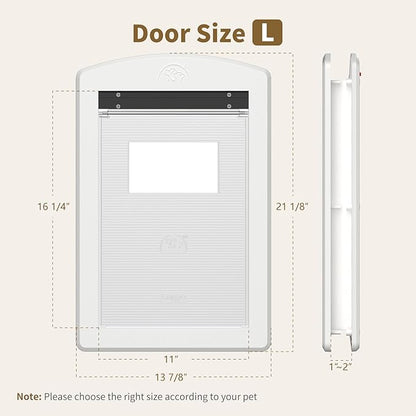 MAVRICFLEX White Frame Large Dog Door, Plastic Dog Door with Sliding Lock Panel and Magnetic Hard Flap, Doggie Door for Dogs Up to 80LBS, Large