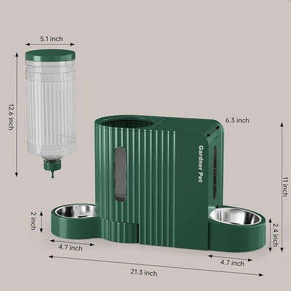 Gardner Pet Automatic Gravity Cat Food Feeder and Water Dispenser Stainless Steel Two-in-One Set Large Capacity Dispenser for Pets Dogs, Puppies, Kittens-(0.8 Gallons x 2)