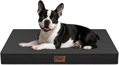 Outdoor Dog Bed for Small Dogs, Waterproof Dog Crate Bed for Medium Dogs Cats, Orthopedic Egg Crate Foam Pet Bed with Washable Removable Oxford Cover, Black