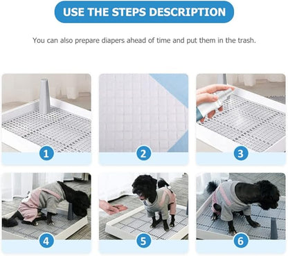 POPETPOP Hamster Accessories 1 Set Dog Training Pads Pet Toilet Puppies Potty Mesh Grate Pee Pad Holder Portable Dog Litter Box for Small Medium Puppy White L Portable Toilet