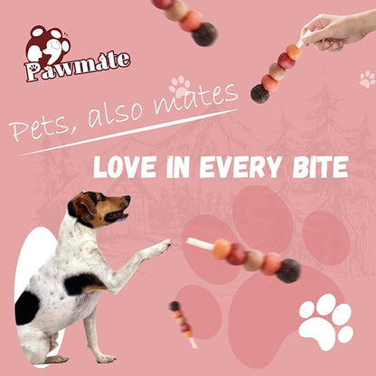 Pawmate 6-in-1 Kabobs Dog Treats, Multi-Flavor Jerky Treats Made with Chicken, Duck, Salmon, Beef, and Rabbit on Rawhide Sticks, Healthy Long Lasting Dog Chews for Small Medium Large Dogs, 10.6 oz