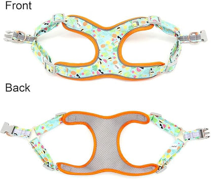 Dog Cat Harness with Leash Yellow Printed Dog Collar Leash Set Personalized Pet Dog Collar Harnesses Walking Leash for Medium Large Dogs S