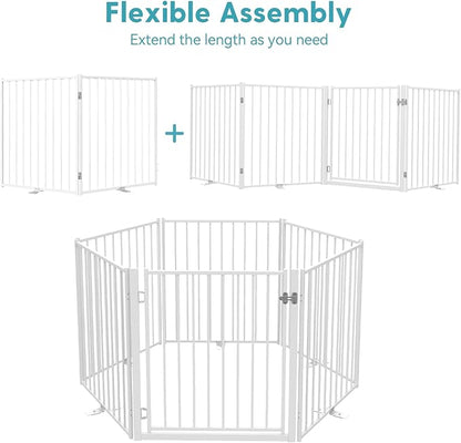 No Pawblems Free Standing Dog Gate, 30" Tall Foldable Dog Fence for Indoor, Up to 52 Inch Extra Wide Puppy Gate Extension for Stairs, Hallways, Doorways, Deck, Yard (White, 2 Panels)