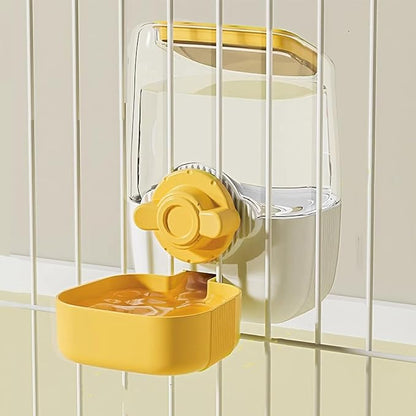 Pet Dog Cat Hanging Automatic Feeders Drinking Bowls, Auto Gravity Rabbits Feeder No Drip Water Set, Cage Pet Feeding Bowls Dispenser for Cats Dogs Puppy, Rabbit (Yellow)