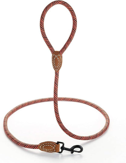 Mile High Life | Mountain Climbing Dog Rope Leash with Heavy Duty Metal Sturdy Clasp | Genuine Leather Tailored Connection with Strong Stitches (Red, 72 Inch (Pack of 1))