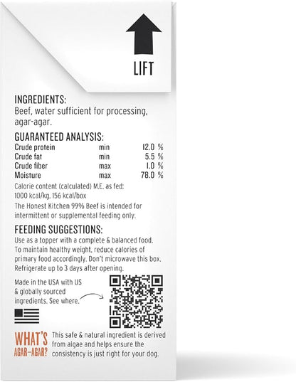 The Honest Kitchen Human Grade Meal Booster: 99% Beef Dog Food Topper, 5.5 oz (Pack of 12)